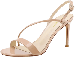 Lutalica W Women's Sexy Patent Leather Open Toe Single Strap Stiletto High Heel Slingback Dress Sandals For Party Evening Wedding 8.5 Nude