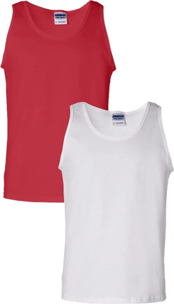 Gildan Mens Ultra Cotton Tank Top Red/White