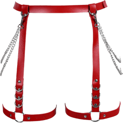 MAMOHSS Women Punk Leather Waist Chain Black Leg Harness Belt Adjustable Festival Dance Club Gothic Carnival for Women Red