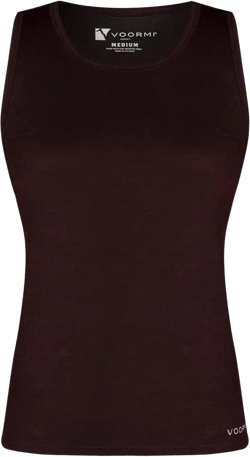 VOORMI Women's Tech Tank – Lightweight, Breathable, Odor-Resistant Dual Surface™ Precision Blended Wool Standard Medium Merlot