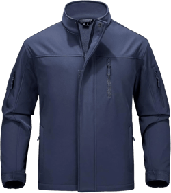 MAGCOMSEN Men's Tactical Jacket Water Resistant 6 Pockets Softshell Fleece Lining Hiking Winter Jacket Windbreaker Outwear X-Large Navy