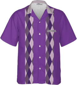 Custom Bowling Shirts for Men, 3D Print Bowling Shirts Unisex Polo Retro Stripe, Sizes S - 5XL Small Double Stripe Purple