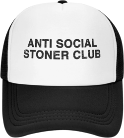 Funny Weed Quote Smoking Cap for Women Snapback Trucker Hats Trendy Anti-Social Stoner Club Cute Caps One Size Black