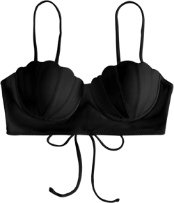 Bikini Sets Mermaid Tops Swimsuit for Women Seashell Adjustable Back Strappy Swimsuit Bathing Suits Medium Black