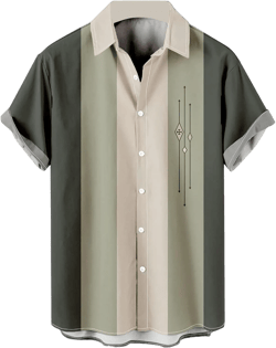 Men's Short Sleeve Button Down Bowling Shirts Hawaiian Casual Printed Summer Regular Fit Beach Aloha Shirt