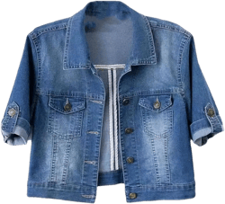 Dcvmvmn Summer Short Women's Denim Jacket Korean Style Coat Thin Section Slim Jacket Half Sleeve Denim Jacket Small 0612 Dark Blue