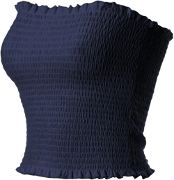 MixMatchy Women's Ruffled Smocking Crop Tube Tops Summer Casual Bandeau Top Large A Navy Blue