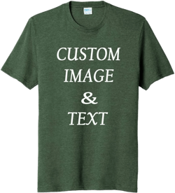 Custom Blend Tee, Print Front and Back, Upload Photos and Type Text, Custom Gifts, Design Your Own Forest Green Heather XX-Large