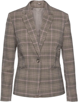 LASCANA Women's Classic Blazer – Elegant Tailored Fit Jacket for Office, Business, and Casual Wear Taupe Patterned 4