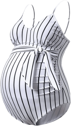 GINKANA Maternity Swimsuit V-Neck One Piece Maternity Monokini Tie Front Bathing Suit Pregnany Swimwear at Amazon Women’s Clothing store