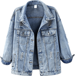 Ladyful Women's Long Oversized Denim Jacket Boyfriend Drop Shoulder Distressed Baggy Jean Jacket with Pockets at Amazon Women's Coats Shop