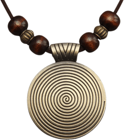 GelConnie Boho Necklaces for Women Vintage Silver Circles Long Pendant Necklace Cowgirl Sweater Necklace Adjustable Leather Choker Necklace for Women Fingerprint Wood Beads Necklace