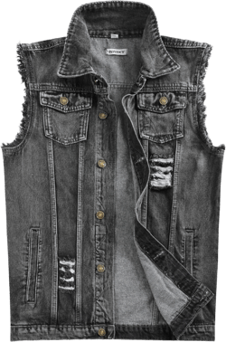 NASKY Men's Fit Retro Ripped Denim Vest Sleeveless Jean Vest and Jacket : Clothing, Shoes & Jewelry