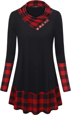 Gaharu Women's Long Sleeve Button Cowl Neck Floral Printed Casual Tunic Tops at Amazon Women’s Clothing store