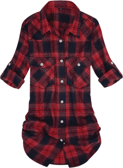 Alimens & Gentle Womens Plaid Flannel Shirts Long Sleeve Roll Up Casual Button Down Shirt