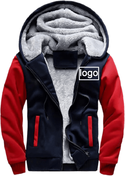 Custom Hoodie Jackets for Women Zipper Warm Fleece Jacket Design Logo Sweatshirt Navy Red X-Large