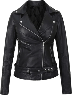 Womens Real Leather Motorcycle Jacket - Moto Biker Riding Slim Fit Jacket Womens Black Leather Jackets, Negan, XS