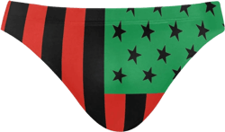 Mexico Flag Men's Swim Briefs Bikini Sexy Thong Swimsuit Board Surf Shorts Boxer Trunks Swimwear African American Flag - Red Black and Green X-Large