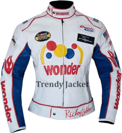 Womens Talladega Nights Costume Jacket Carley Bobby Wife Costume Wonder Racing White Faux Leather Jacket, X-Small : Clothing, Shoes & Jewelry
