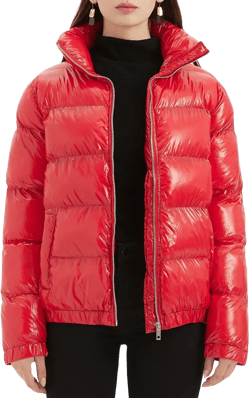 Women's Metallic Shiny Puffer Jacket Quilted Winter Warm Zip Stand Collar Casual Padded Short Bubble Coat