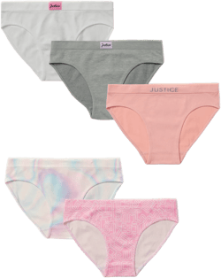 Justice Girls "Shades Collection" Bikini Undies, 5-Pack, Sizes 6-16