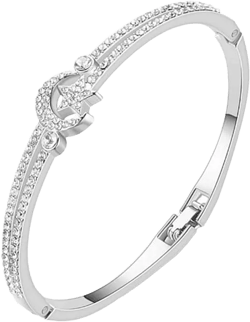 Star Moon Bracelet for Women Chunky Gold Cuff Bangle Rhinestone Moon Star Bracelet for Women silver