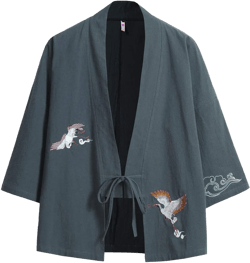Seidarise Men's Kimono Traditional Japanese Clothing Male Cardigan Noragi Jacket Yukata Coat Haori at Amazon Men’s Clothing store