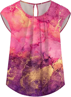 Blouses for Women Dressy Casual Round Neck Basic Pleated Top Cap Sleeve Curved Keyhole Back Work Official Blouse