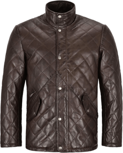 Men's Quilted Leather Jacket Brown Classic Real Lambskin 70's Fashion Jacket UK XX-Large Brown