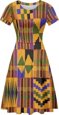 Women 2025 Fashion Dresses Short Sleeve Round Neck Party Birthday A-Line Dress Size S-4XL X-Large African Pattern