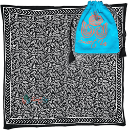 Lightweight Soft Cotton Celestial Scarf for Women Pouch, Bandana, Shawl, Wrap for Summer, Spring, Fall, Winter 20 x 20 in Chiara Eternity, Midnight