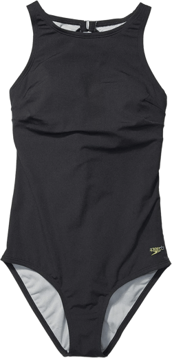 Speedo Women's Swimsuit One Piece High Neck Contemporary Cut 16 New Speedo Black