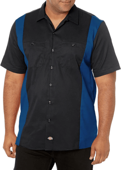 Dickies Men's Short-Sleeve Two-Tone Work Shirt XX-Large Black/Royal Blue V1