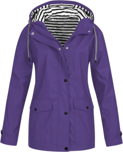 ZEFOTIM Rain Jacket Women with Hood Waterproof Lightweight Casual Raincoat Zip Up Hiking Jackets with Pockets Clothes 5X-Large #5 Purple