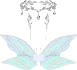 Fairy Elf Wings Costumes Set Wing Pearl Elf Ear Cuffs Earrings Rhinestone Tiara Crown Headband for Kid Girl Women Cosplay(Trendy)