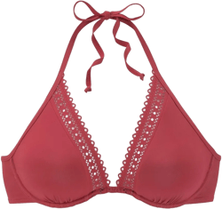Women's Underwire Triangle Bikini Swimsuit Top Bra Sizing - LASCANA - Red Solid 40D
