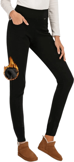 Dress Pants for Women Comfort Stretch Slim Fit Leg Skinny High Waist Fleece Lined Pants with Pockets for Work (Black-Fleece, 6)
