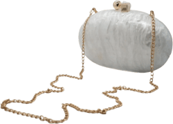 Acrylic Evening Clutch Bag for Women Shell Shape Shoulder Crossbody Bag Glitter Marble Purse Handbag Pearl White
