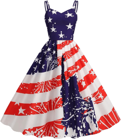 50s Retro Rockabilly Bridesmaid Audrey Dress Womens Cocktail Dress Vintage American Flag Print Swing Prom Tea Dresses