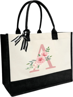 JOJHDR Initial Canvas Beach Tote Bag with Printed Letter, Personalized Gifts for Women, Mom, Friends, Teachers and Bridesmaids (Letter A) : Clothing, Shoes & Jewelry