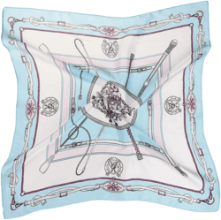 Allegra K Women's 100% Silk Floral Graphic Print Square Scarf Head Scarves Kerchief Neckerchief 21.6" X 21.6" Light Blue Chains