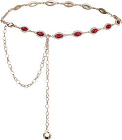 ILuvatar Green Glass Diamond Chain Belt Metal Diamond Belt Women's Dress Metal Belt Women's Western Style Belt Women's Belt Gold-red