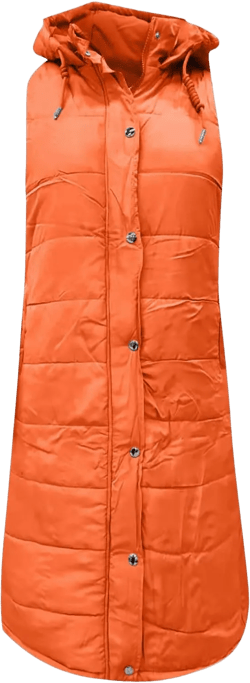 Womens Long Puffer Vest Winter Casual Sleeveless Full Zip Hooded Puffer Jacket Packable Lightweight Quilted Jacket Down Coats X-Large C-orange