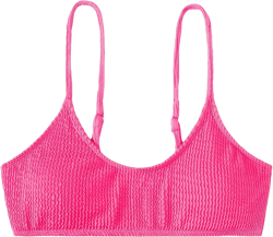 SHENHE Women's Smocked Backless Spaghetti Strap Padded Swimsuit Bathing Suit Bikini Tops Small Hot Pink