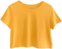Women's Boxy Crop Top Round Neck Short Sleeve Casual 100% Cotton Cropped Tee T-Shirt Large Light Orange