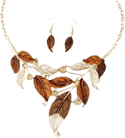 ZaH Boho Jewelry Set Pentant Necklace and Earrings for Women Vintage Gift Wedding Party Khaki