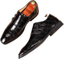 Men's Business Oxford Leather Shoes Buckle Square Toe Dress Shoes