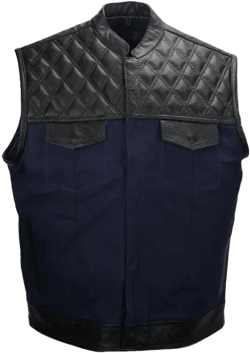 Mens Hunt Club Custom Leather Denim Builder Diamond Quilted Motorcycle Biker Vest Gifts For Him Gifts For Her.