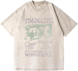 Men's Vintage Oversized Tee Shirts Hiphop Rapper Print Acid Wash Tops Streetwear Graphic Cotton Short Sleeve Black Shirt Medium Beige