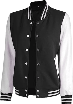 Bomber Varsity Jacket Women - Classic Letterman Jacket Woman in both Standard and Cropped Women Jacket Style Medium Womens Black and White Varsity Jacket